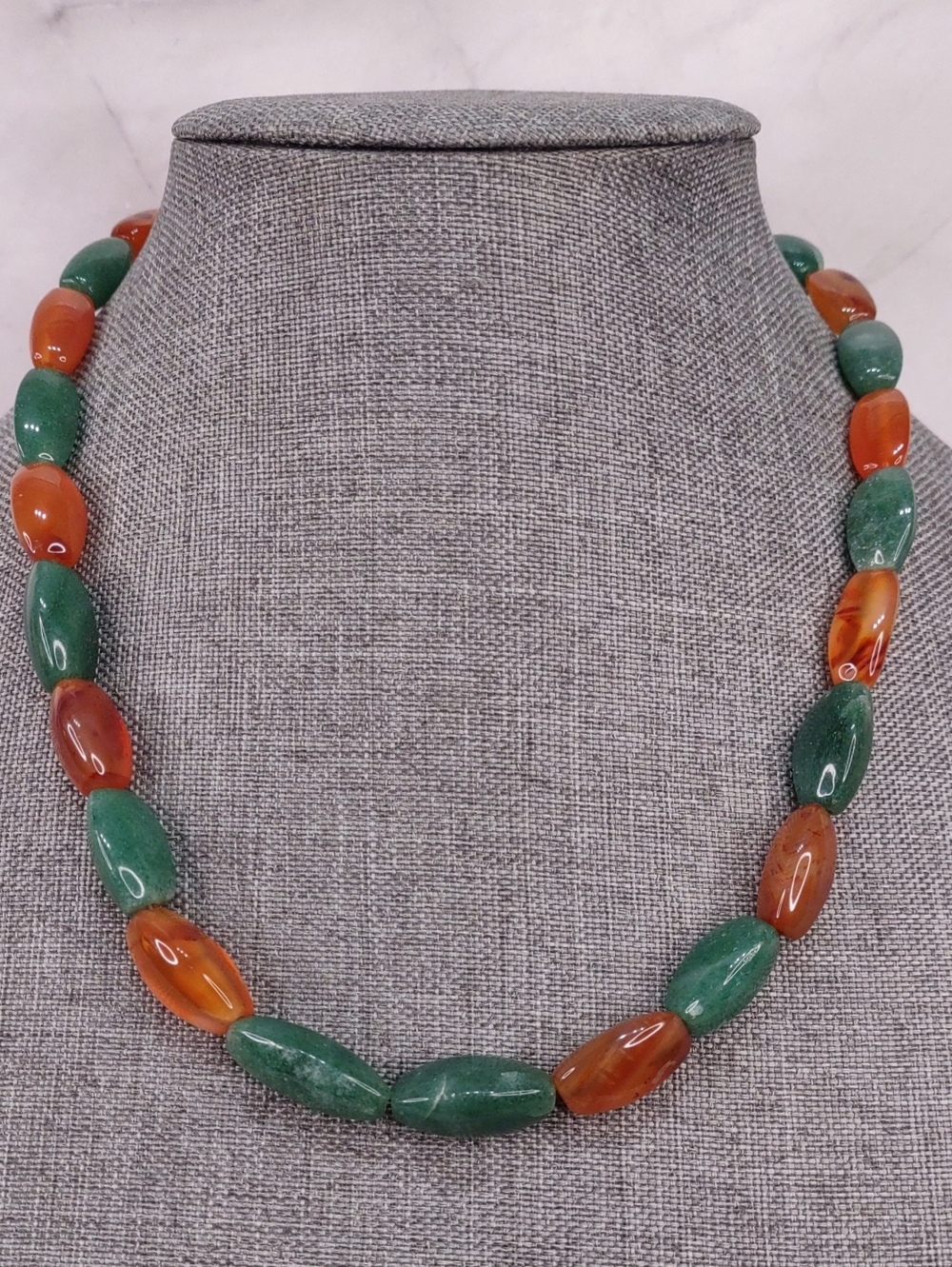 Artisan Crafted Carnelian/Aventurine Gemstone Necklace